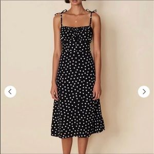 Faithfull the Brand Black and White Polka Dot Midi Dress